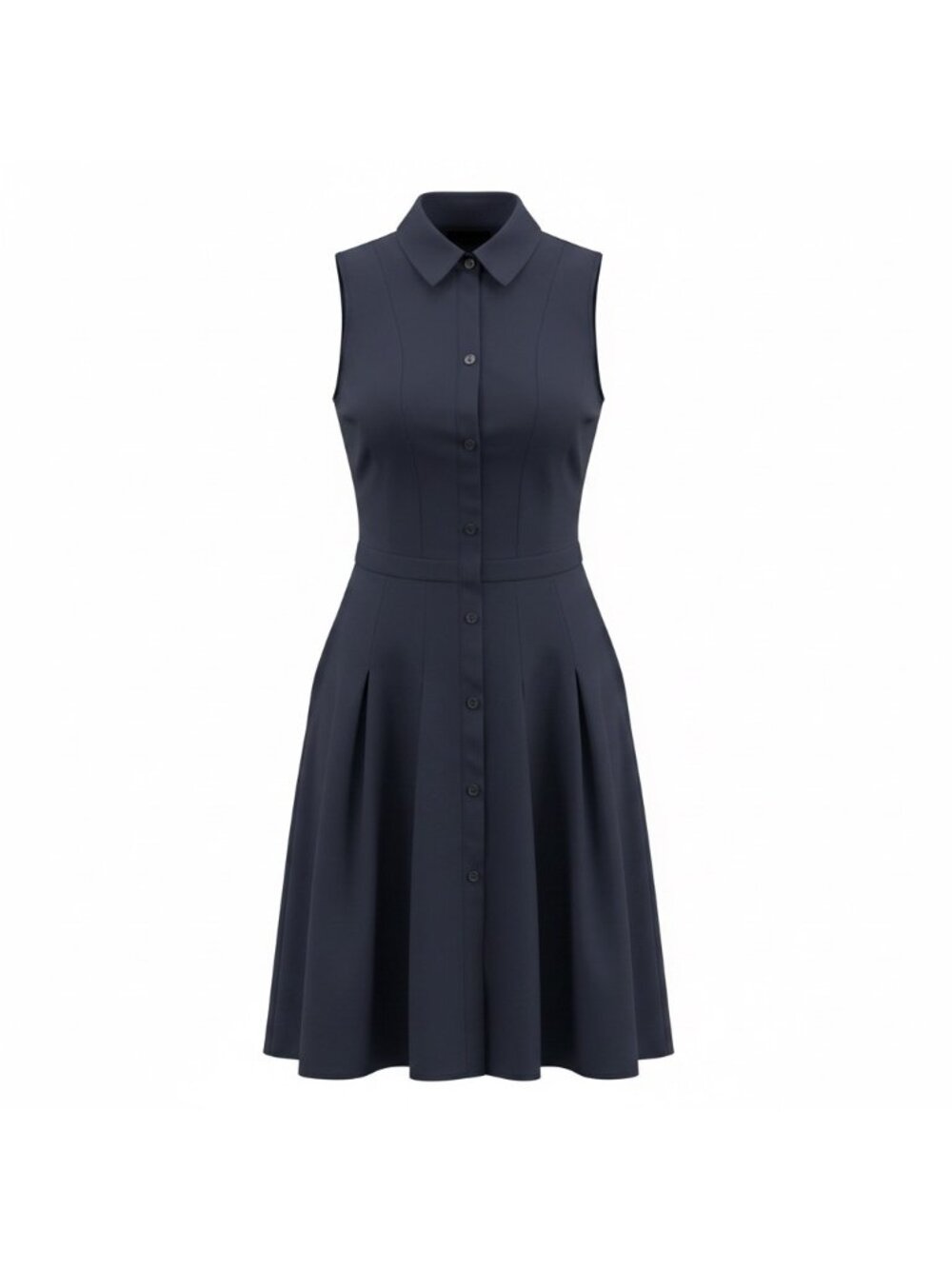 New York & Company Navy Sleeveless Button-Down Shirt Dress M Cotton Blend - Picture 1 of 7